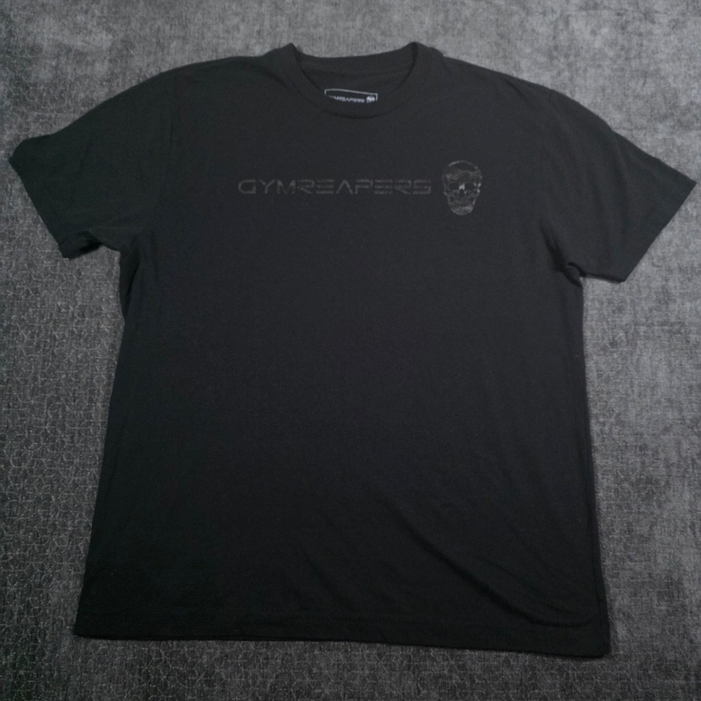 Gymreapers Mens XL Black Graphic T-Shirt Skull Logo Gym Training Short Sleeve